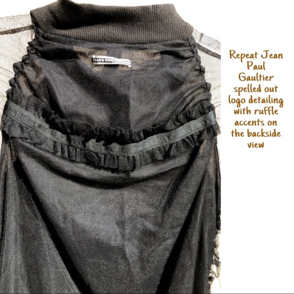 Jean Paul Gaultier Black Y2K Vintage Sheer Monogram Logo Sheer Tulle Zip Jacket - Picture 4 of 6
